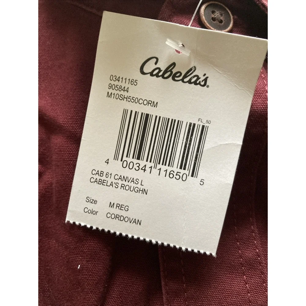 Cabela's Men's Shirt Medium Cordovan Adjustable Sleeve Shirt Burgundy #1650